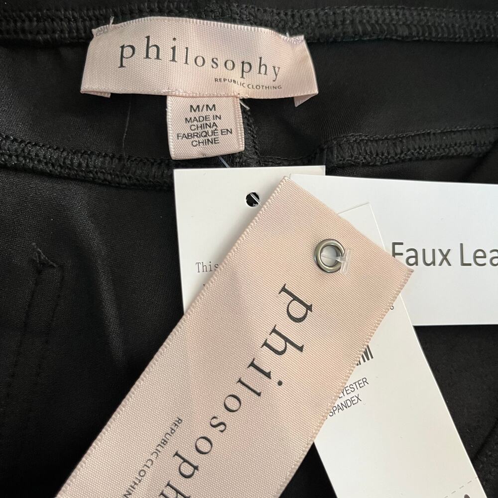 Philosophy Anthropologie Black Faux Suede High Rise Leggings Pockets NWT Medium - Picture 3 of 11